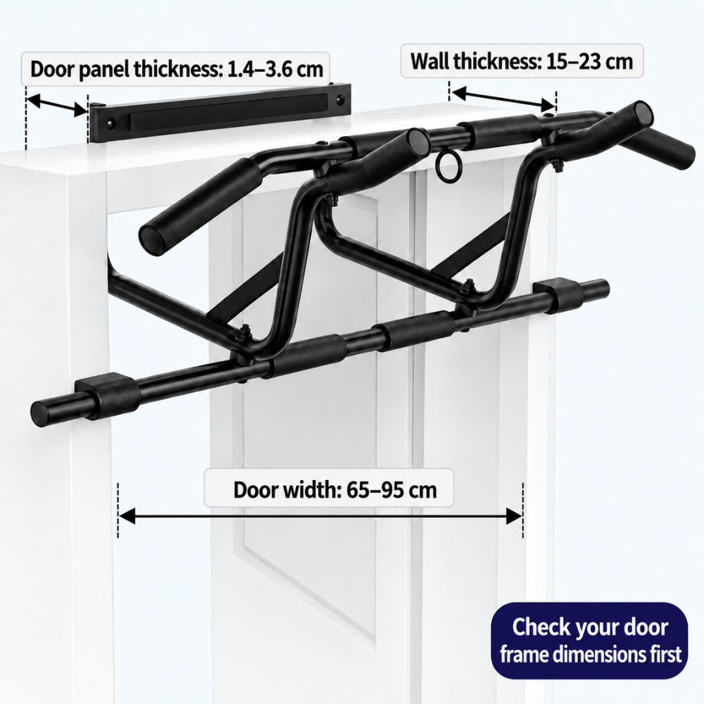 Afmetingen schets: deurbreedte 65-95 cm, wanddikte 15-23 cm, deurdikte 1,4-3,6 cm